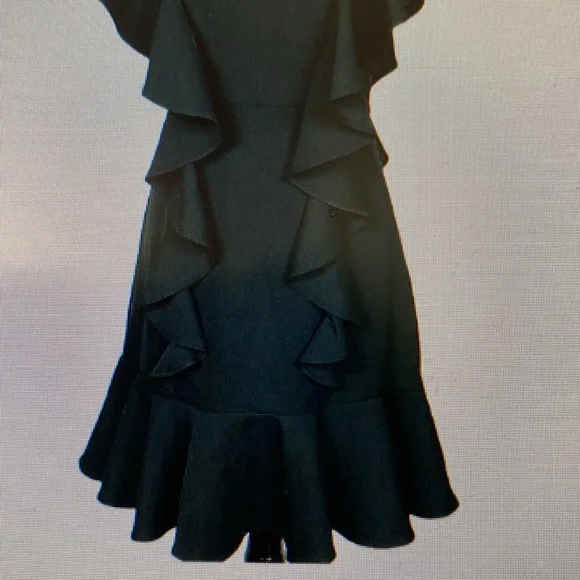 English Factory Black Multiple Ruffle Mini Dress with Tie Back Closure